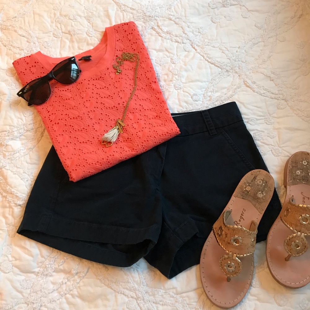 J crew coral eyelet shirt